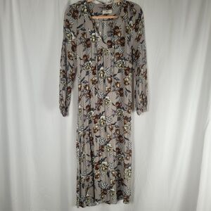 Natural Life Amelia Crinkle Midi Floral Dress Womens Size M Fits Like Small